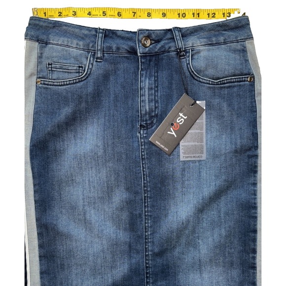 NEW Yest Side Stripe Denim Skirt Women's Size 6 Blue Med‎ Wash Stretch Pockets - Picture 4 of 10